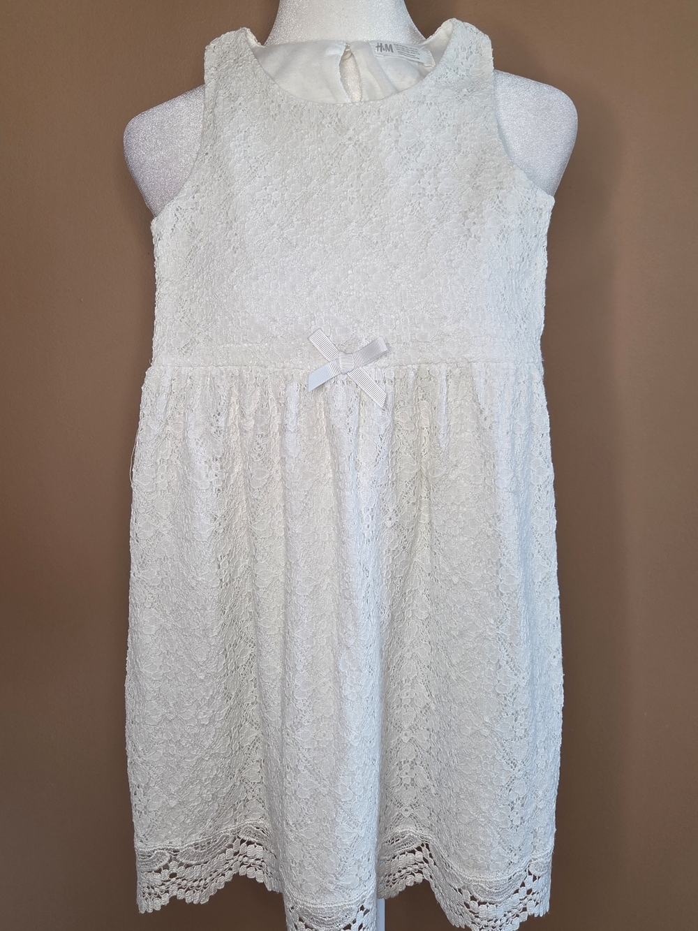 H&M Girls' White Lace Sleeveless Dress Sz 6-8